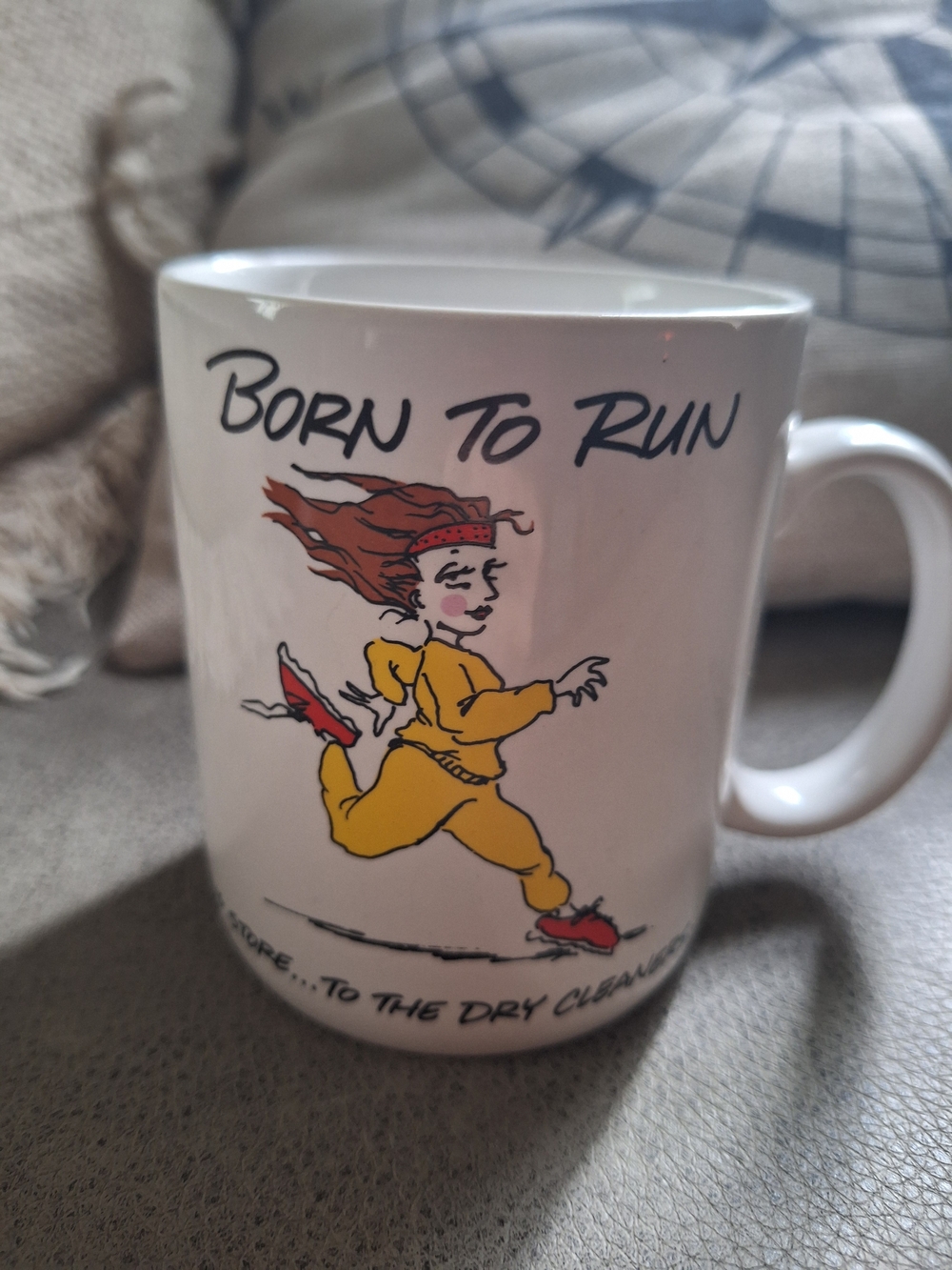 Vintage Hallmark Shoebox Born To Run White Ceramic Mug ✨️